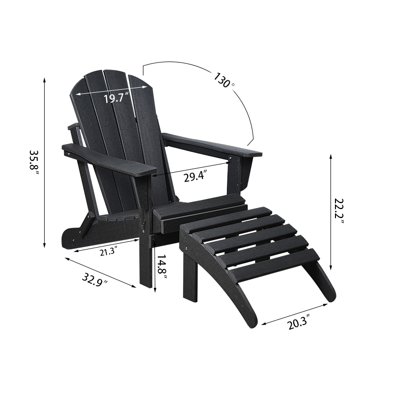 Sedia Adirondack con ottomana staccabile