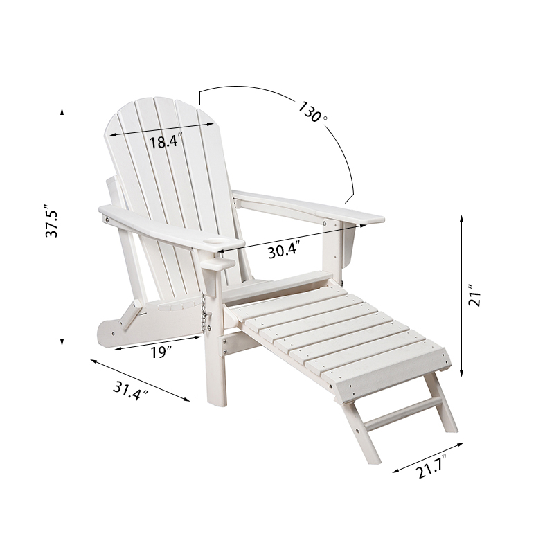 Poltrona Adirondack classica regolabile con ottomana