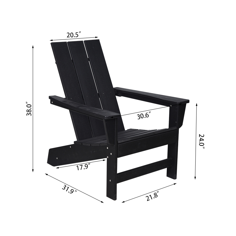 Sedia Adirondack con schienale dritto e piatto largo